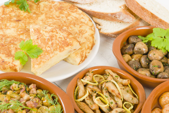 Spanish Tapas & Bread - Various tapas with bread
