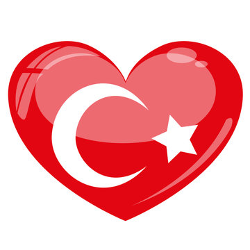 Türkei Herz Flagge Icon Button