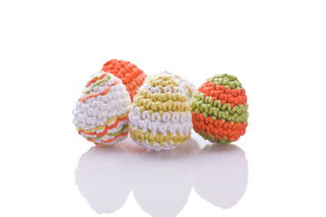 handmade easter eggs on withe background