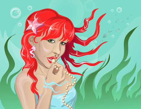 mermaid with pearls
