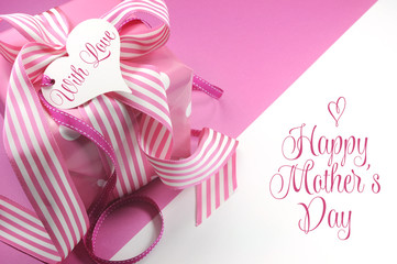 Beautiful pink gift with Happy Mother's Day greeting