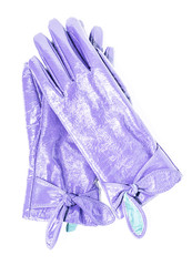 purple patent leather gloves on an isolated background