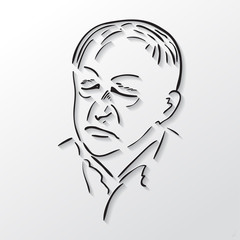 Vector drawing faces old men with eyes closed