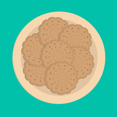 Biscuit cookie cracker on the plate.