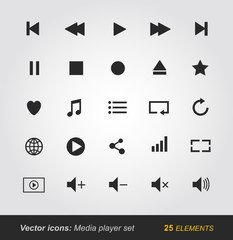 Media player icons set