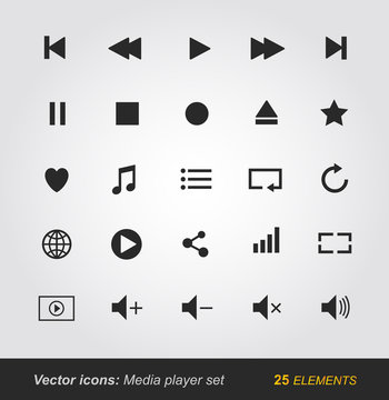 Media player icons set