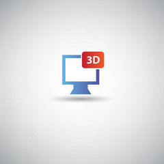 3D monitor symbol,vector