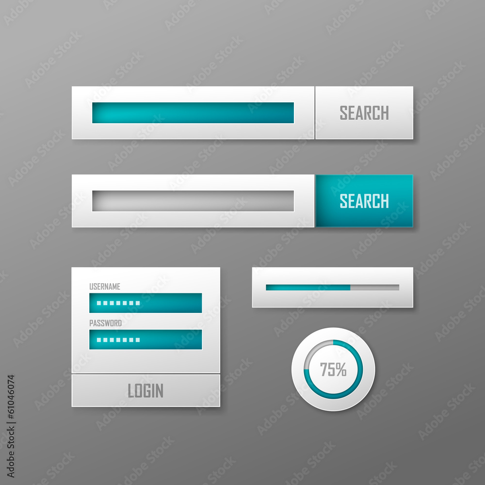 Wall mural set of white vector web elements