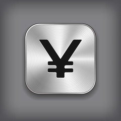 Fototapeta premium Yen icon - vector metal app button