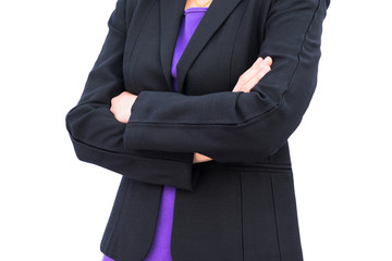 Businessman standing with closed posture, isolated