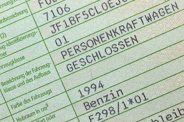 deutsche Zulassungsbescheinigung