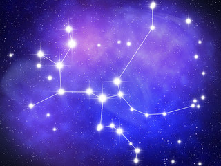 Sagittarius Zodiac sign bright stars in cosmos