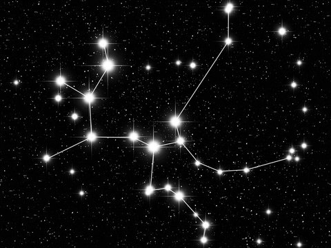 Sagittarius Zodiac sign bright stars in cosmos