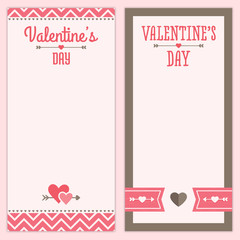 Valentines Day menu or invitation designs in brown and pink