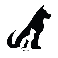 Dog cat and mouse silhouettes - 61048060