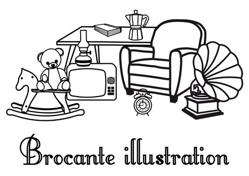 Illustration Brocante Vide Grenier 2 Stock Vector Adobe Stock