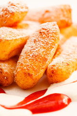 dessert from cottage cheese with sauce