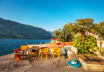 seafront with sea and mountain