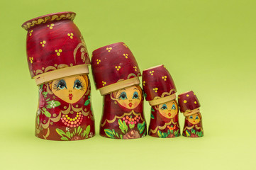 Red russian wooden nesting  dolls