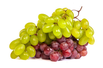 Bunch of White and Red Grapes laying isolated
