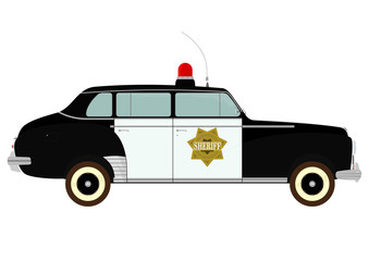 Silhouette of vintage police car on a white background. © norsob