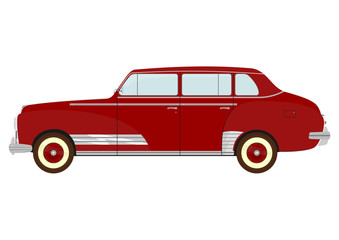 Silhouette of vintage car on a white background.