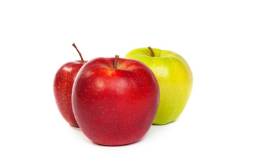 A shiny red and green apples isolated on white
