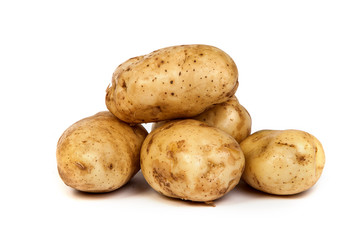 Group of potatoes isolated on white