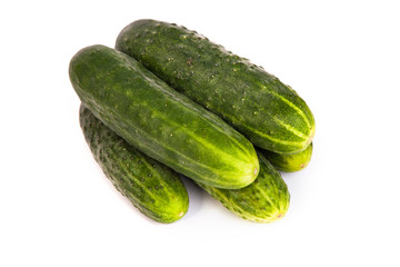 Fresh Cucumbers on white