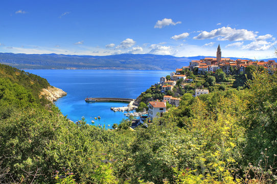 Town of Vrbnik green landscape