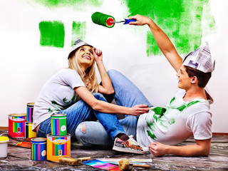 Family paint wall at home.