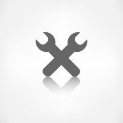 Repair tools icon. Wooden background