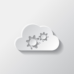 Application cloud settings icon. Wooden background