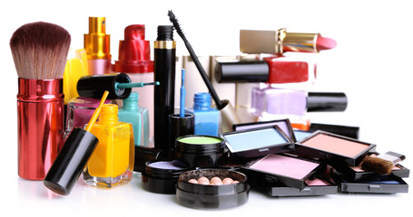 New makeup set isolated on white