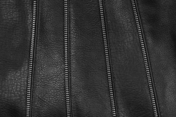 Black leather texture detail with decorative zips