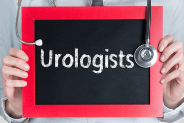 Blackboard with word Urologists and stethoscope