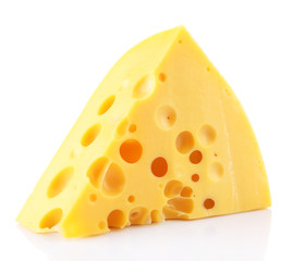 Piece of cheese, isolated on white