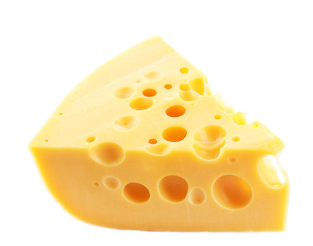 Piece of cheese, isolated on white