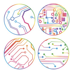 set of vector colorful circuit circle balls