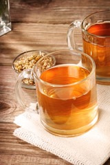 Chamomile tea with dried chamomile flowers
