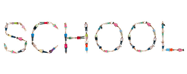 Children Spelling Out SCHOOL