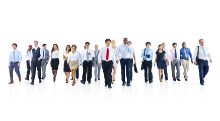 Large Group of Business People Walking