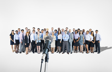 Group of Business People with Microphone