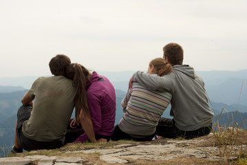 Hikers on the top of mountains