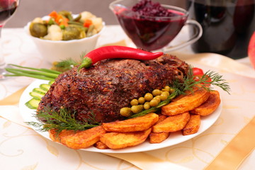 Appetizing roasted fillet of pork