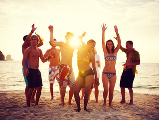 People Dancing At Sunset