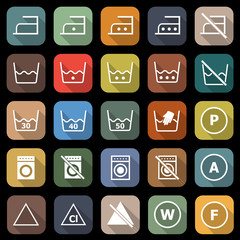Laundry flat icons with long shadow