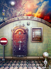 Gothic wall and mysterious door in the sunset © Rosario Rizzo