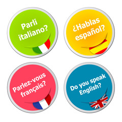 set of language stickers