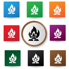 Fire symbol on button,vector